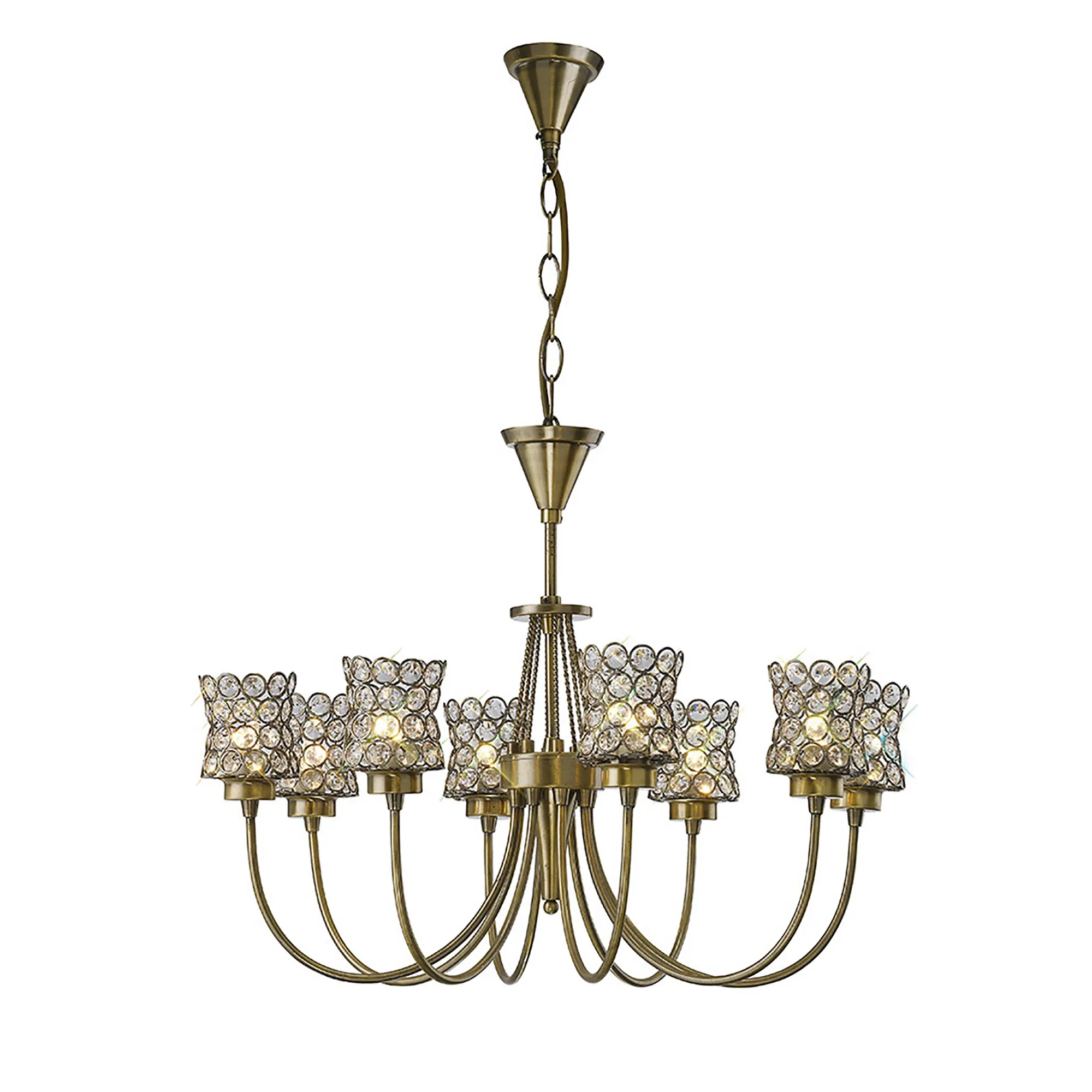 Nelson Crystal Ceiling Lights Diyas Multi Arm Crystal Fittings
